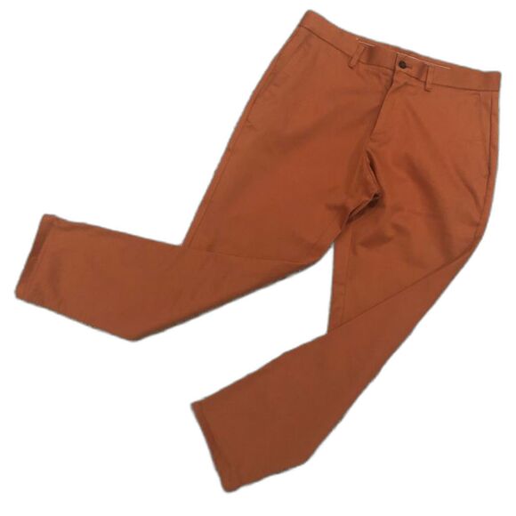 Zara Men Burnt Orange Flat Front Cotton Chino Trouser Pants Sz 31W - Picture 8 of 8